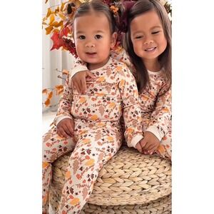 Ollies Day Kids Thanksgiving Fall Leaves Thankful Bamboo Pajama Set Size 6T